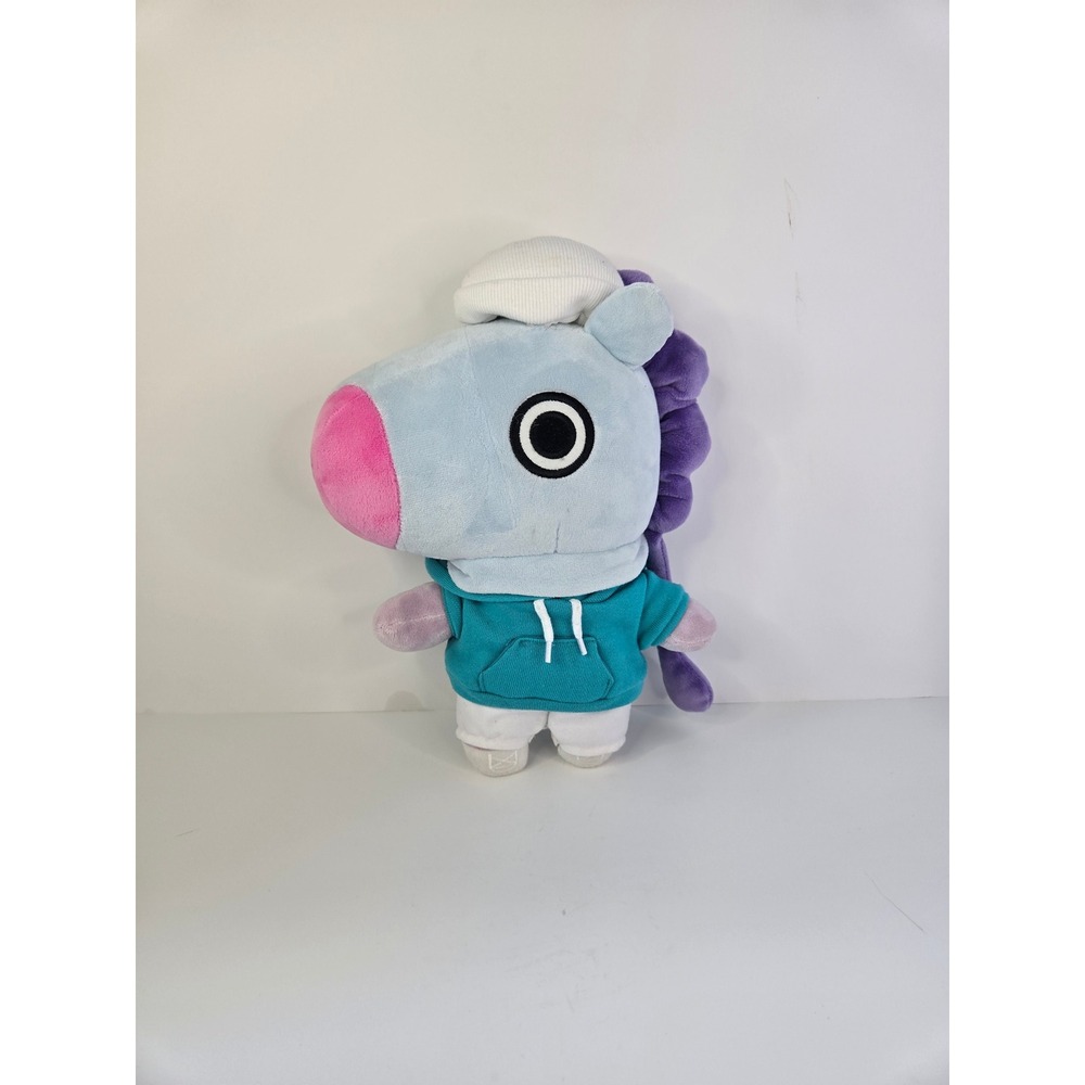 BT21 Mang Plush Line Friends BTS Character Teal Hoodie Beanie 11 inch Toy